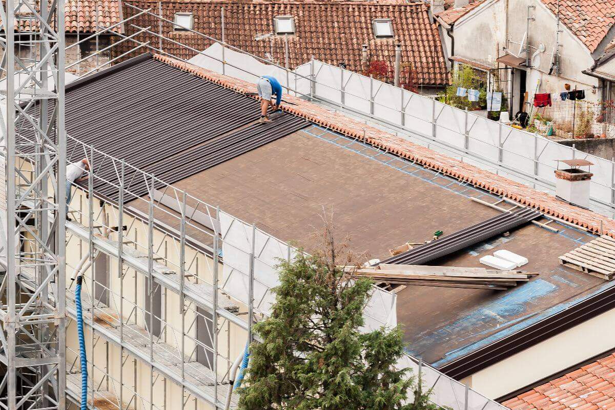 An on-going construction of clay roof tiles in the Philippines