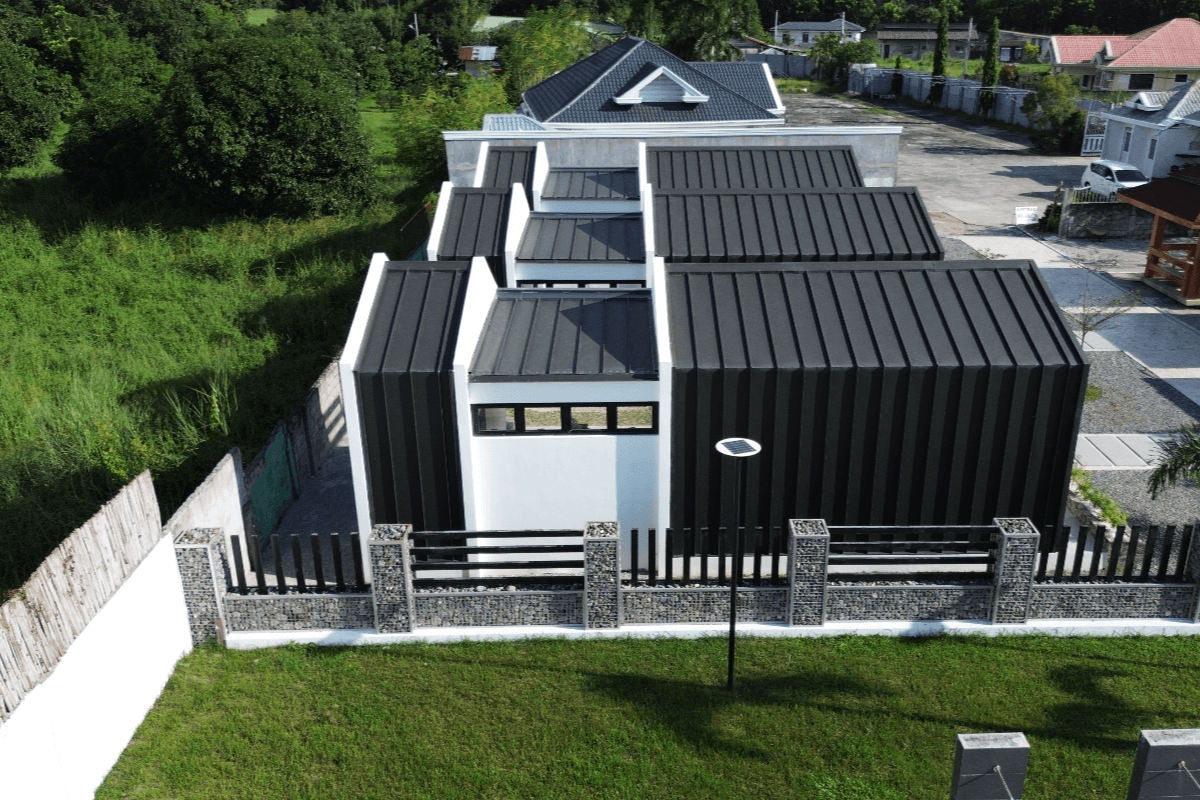 Metalink long span metal roofing with a black finish