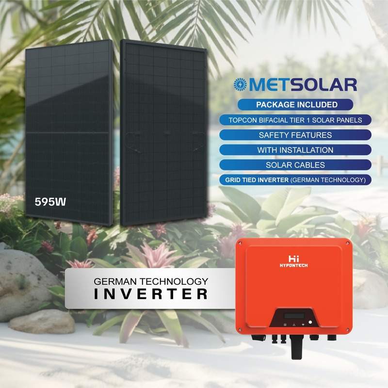 Save More This Season with the Metalink Metsolar Summer Sale Promo Metsolar bifacial solar panels with a German technology inverter and complete solar installation package.